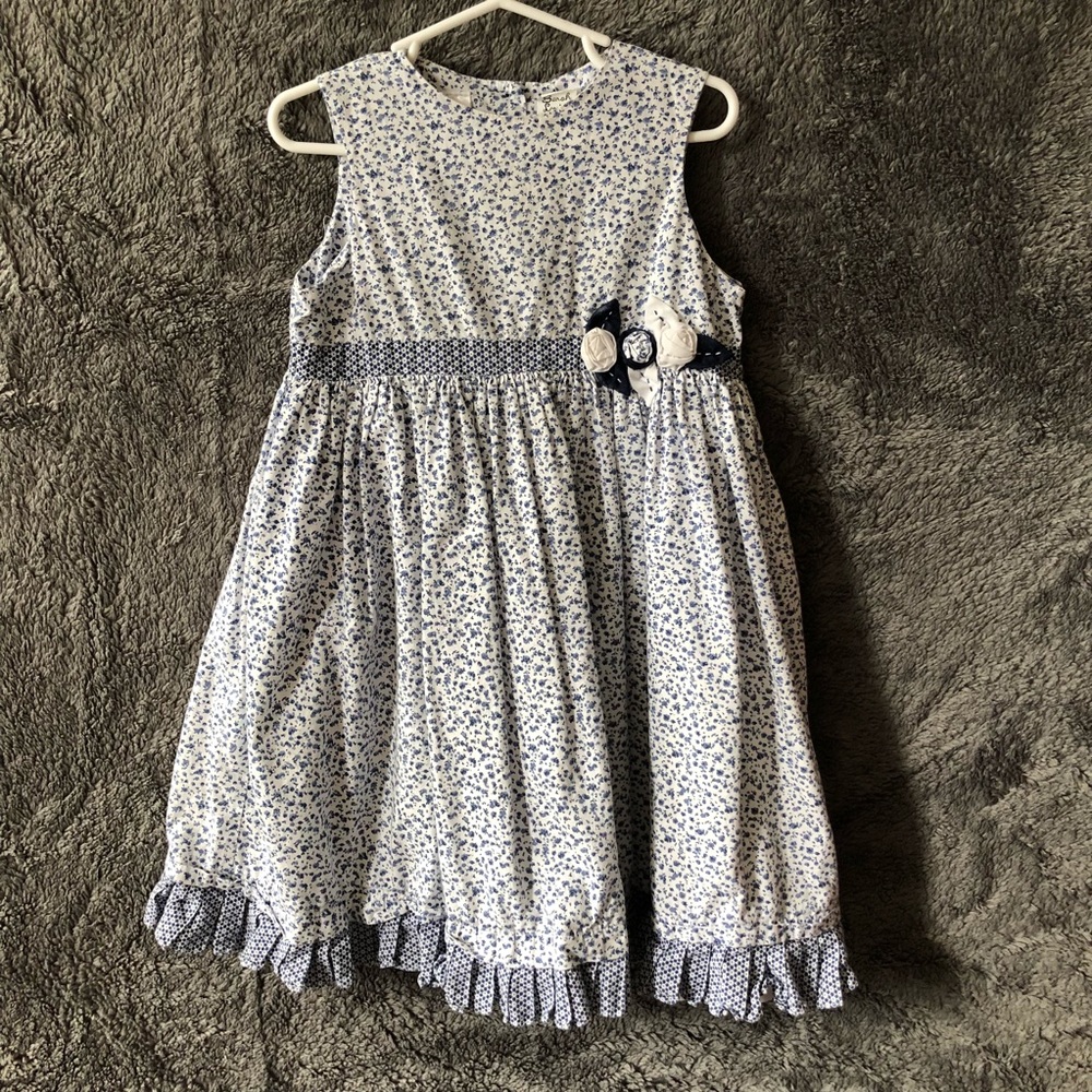 Sarah Louise blue floral sleeveless dress